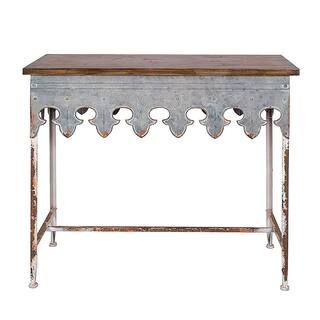 3R Studios Bungalow 36 in. Zinc/Brown Standard Rectangle Wood Console Table-DA2068 - The Home Dep... | The Home Depot