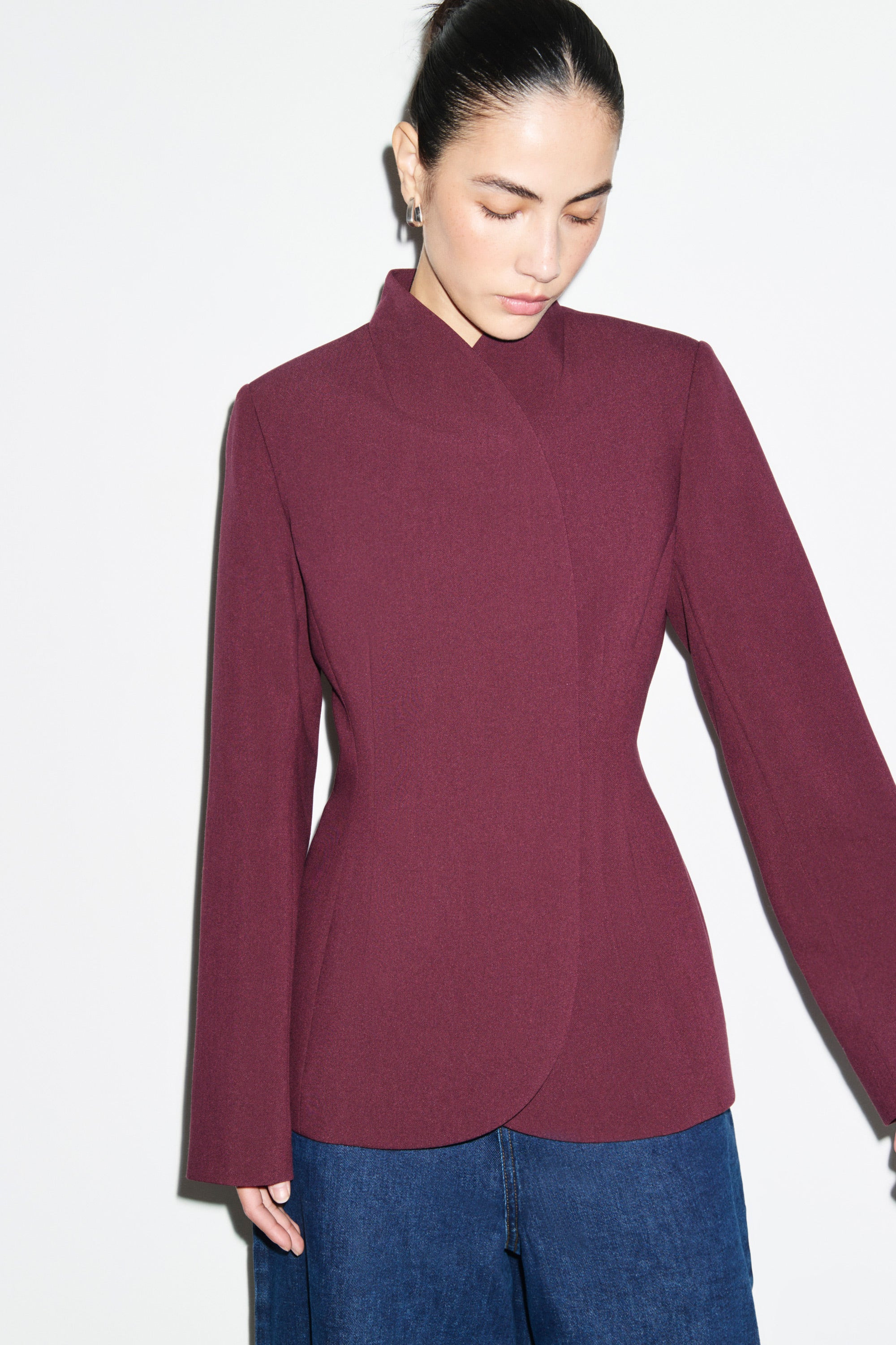 ALIGNE High Neck Double Breasted Blazer - Plum | Daphne | ALIGNE USA