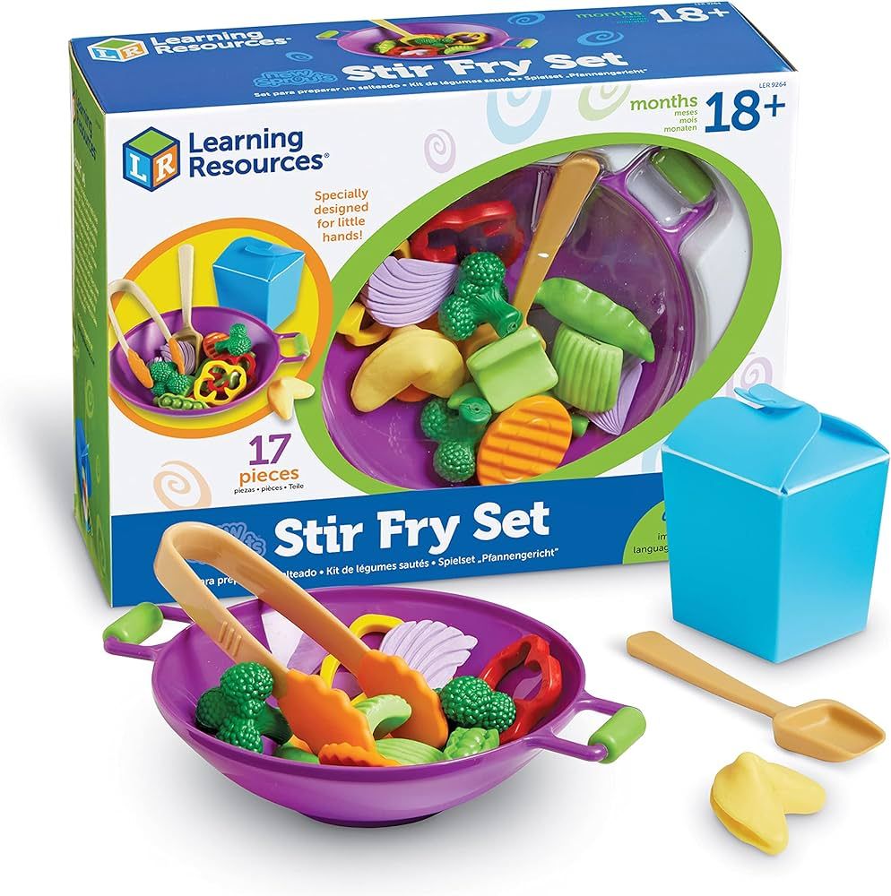 Learning Resources New Sprouts Stir Fry Play Food Set, Toy Wok, Pretend Play Toys for Toddlers, K... | Amazon (US)