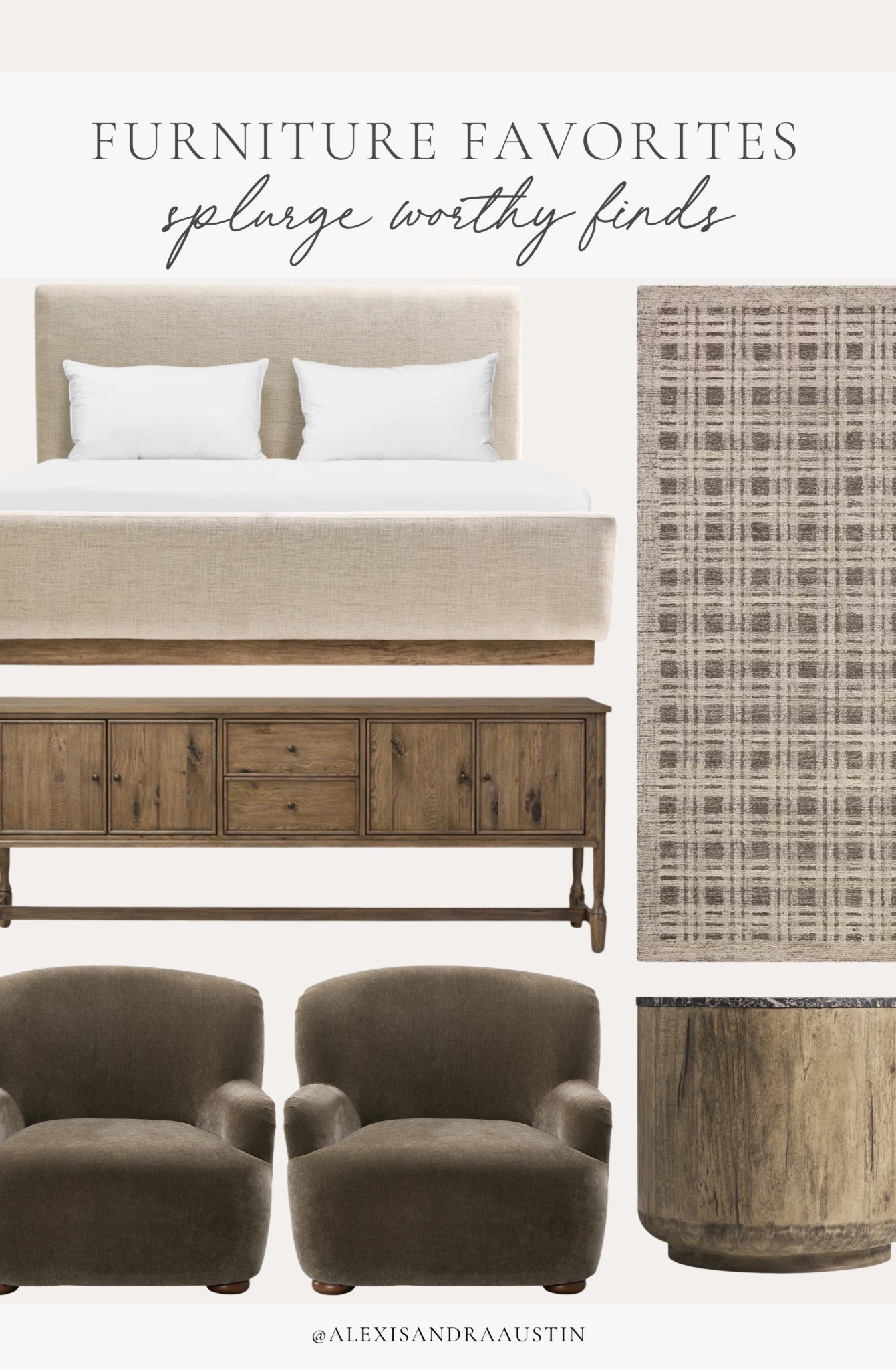 Splurge-worthy furniture favorites featuring classic furniture details, texture, and pattern for a timeless and elevated look.

Home finds, neutral home inspo, furniture favorites, splurge worthy inspo, bedroom refresh, living room refresh, spring refresh, upholstered bed frame, accent chair, accent table, sideboard details, rich wood tones, neutral area rug, collected style, Four Hands, Joon Loloi, shop the look!

#LTKHome #LTKSeasonal