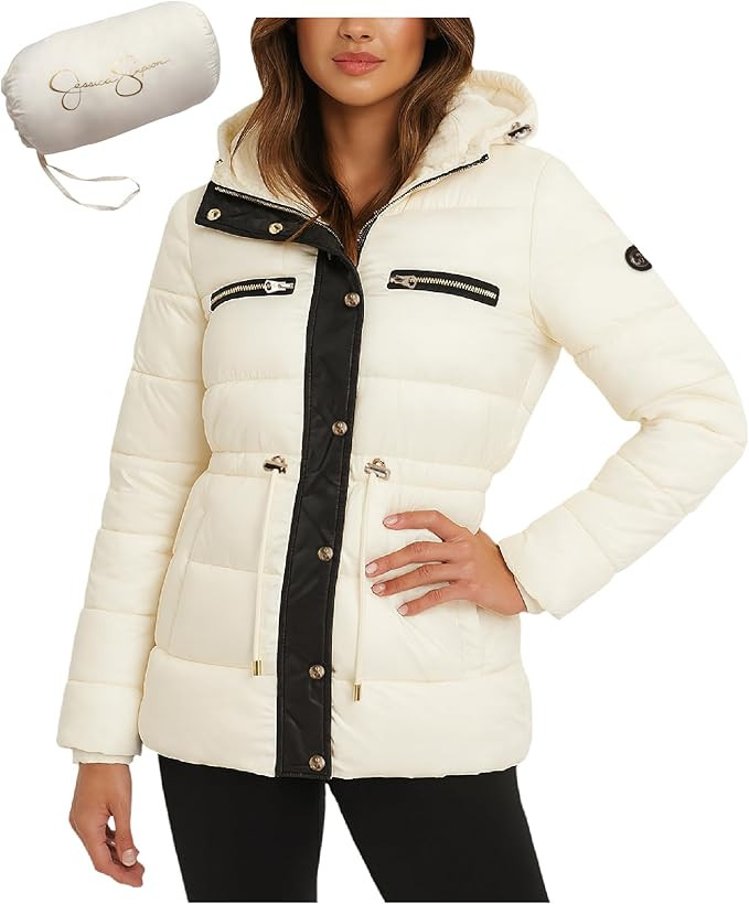 Jessica Simpson Womens Puffer Jacket - Full Zip Quilted Packable Insulated Winter Jackets for Wom... | Amazon (US)