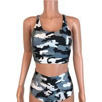 Camo Crop Top in Black & White Camouflage Tank - Bodycon Clubwear, Rave Wear, Festival Clothes | Etsy (US)