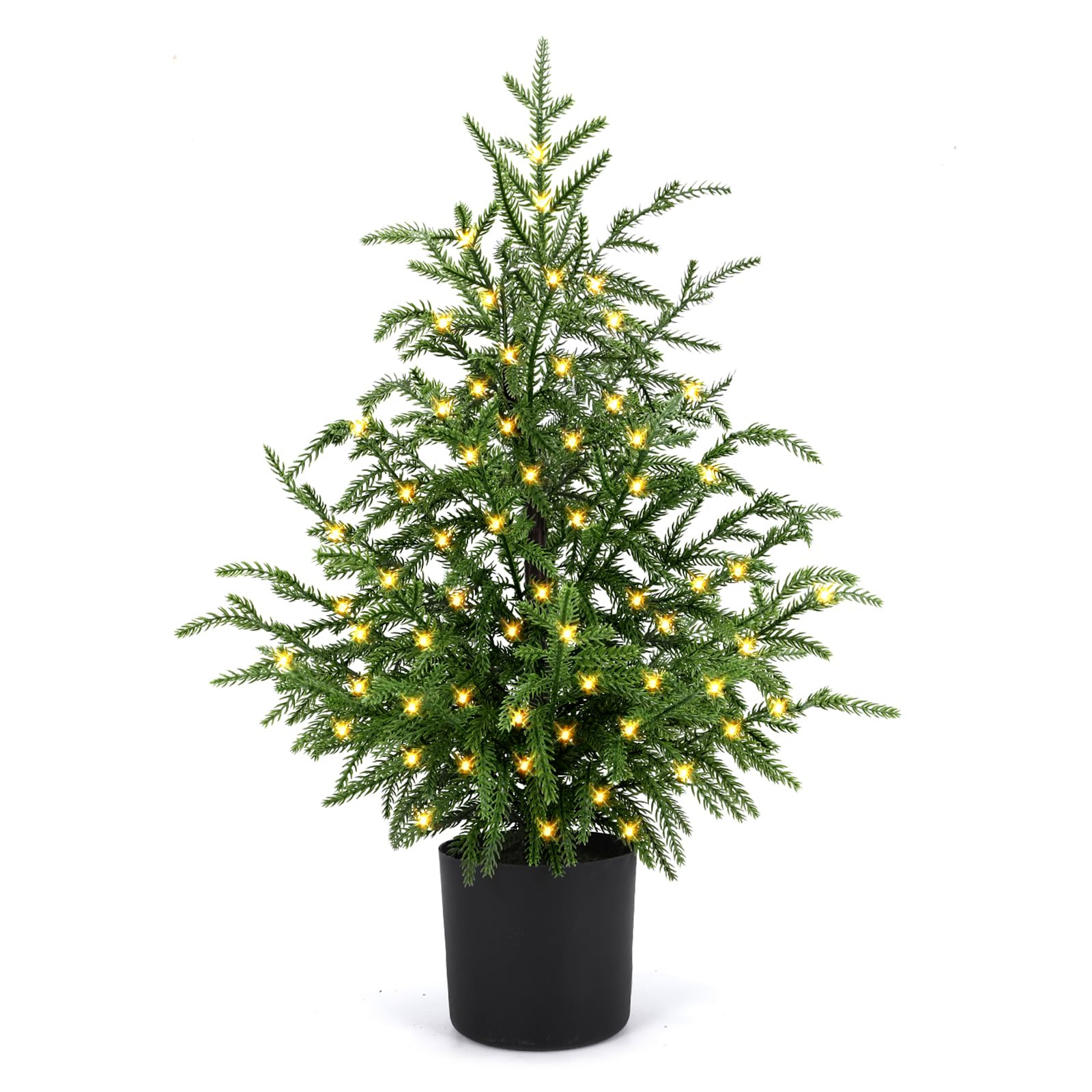 2FT Pre-Lit Artificial Norfolk Pine Christmas Tree – Tabletop Faux Tree with 50 LED Lights & 8-... | Amazon (US)