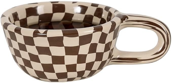 Miaexaugsh Irregular checkerboard coffee mug gift ceramic mug mug,Pottery Mug,Tea Cup for Office ... | Amazon (US)