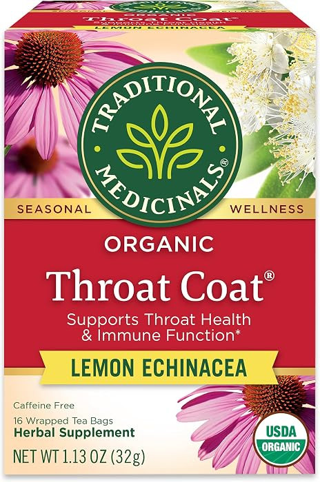 Traditional Medicinals, Organic Throat Coat Lemon Echinacea - Supports Throat Health - Kosher, No... | Amazon (US)