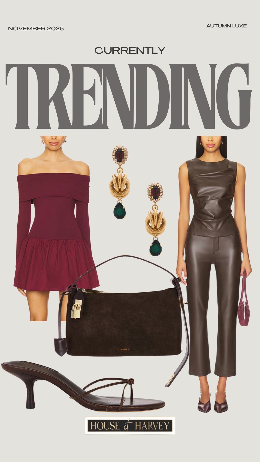 WEEKLY 5—this week it’s all about the richness of fall with deep jewel tones, velvet accents, gold jewelry, and elevated staples like silk blouses and wide-leg trousers. It’s about luxurious textures and a more dressed-up approach to seasonal dressing—polished, opulent, and timelessly chic. I found some awesome pieces from Revolve that all embody this style vibe! This leather two piece set, knit mini dress, heels, suede handbag and statement earrings! All linked ⬆️

#ltkcreator #ltkfinds #ltkwatchnow #revolve #revolvefinds #fall #fallfinds #fallfashion #falloufits #leather #leathertop #suedebag

#LTKStyleTip #LTKSeasonal #LTKItBag