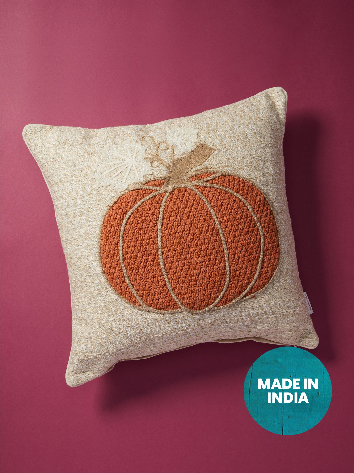 22x22 Linen Blend Textured Knit Pumpkin Pillow | HomeGoods