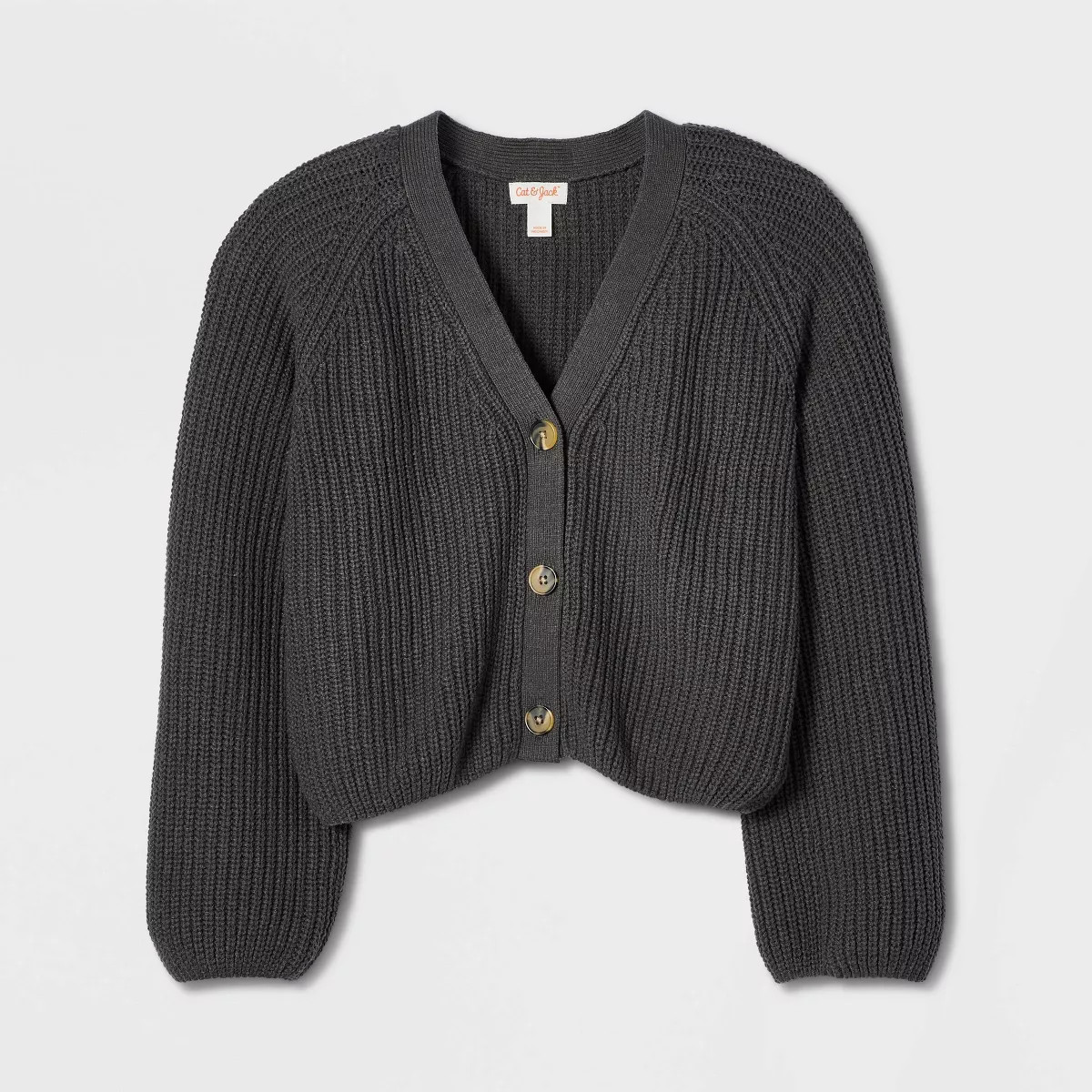 Girls' Button-Front Cardigan Sweater - Cat & Jack\u2122 Charcoal Gray XS | Target