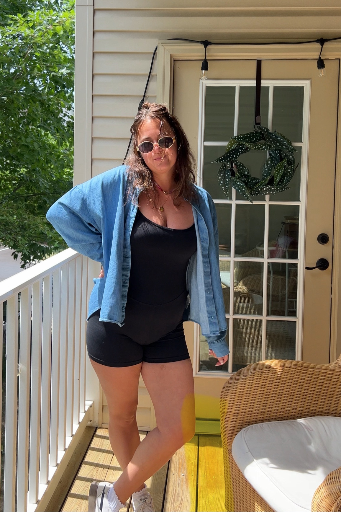 easy summer ootd 🌞 a black onesie romper is easy to take from yoga to daytime and that’s what I did today! Wearing a large 

#LTKFitness