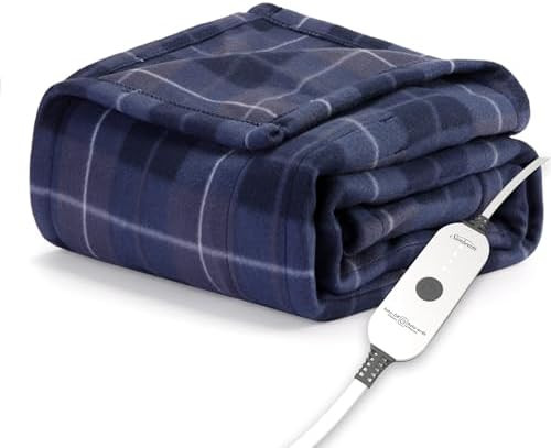 Sunbeam Royal Ultra Rodeen Blue Plaid Heated Personal Throw / Blanket, Cozy-Warm, Adjustable Heat... | Amazon (US)