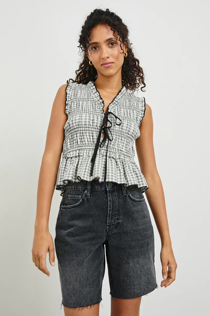 MARTINE TOP - IVORY JET GINGHAM | Rails