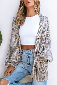 Brown Cable Knit Long Sleeve Longline Cardigan | Cupshe US