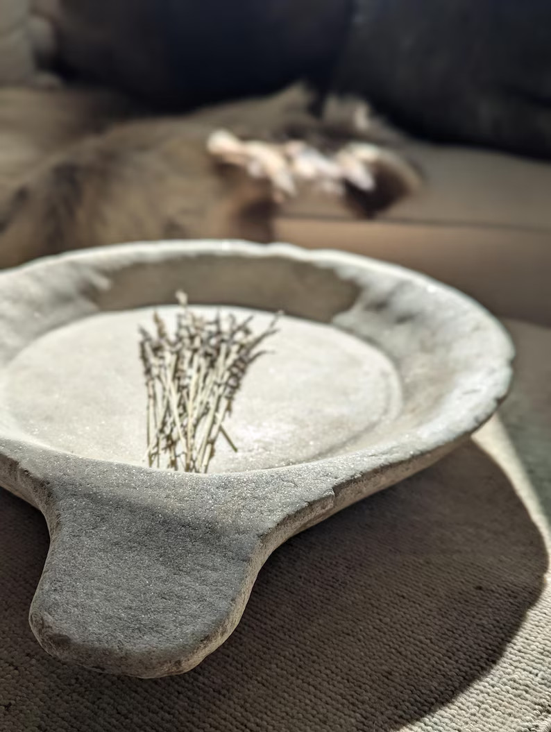 Extra Large Vintage Stone Parat Tray with Handle - Etsy | Etsy (US)