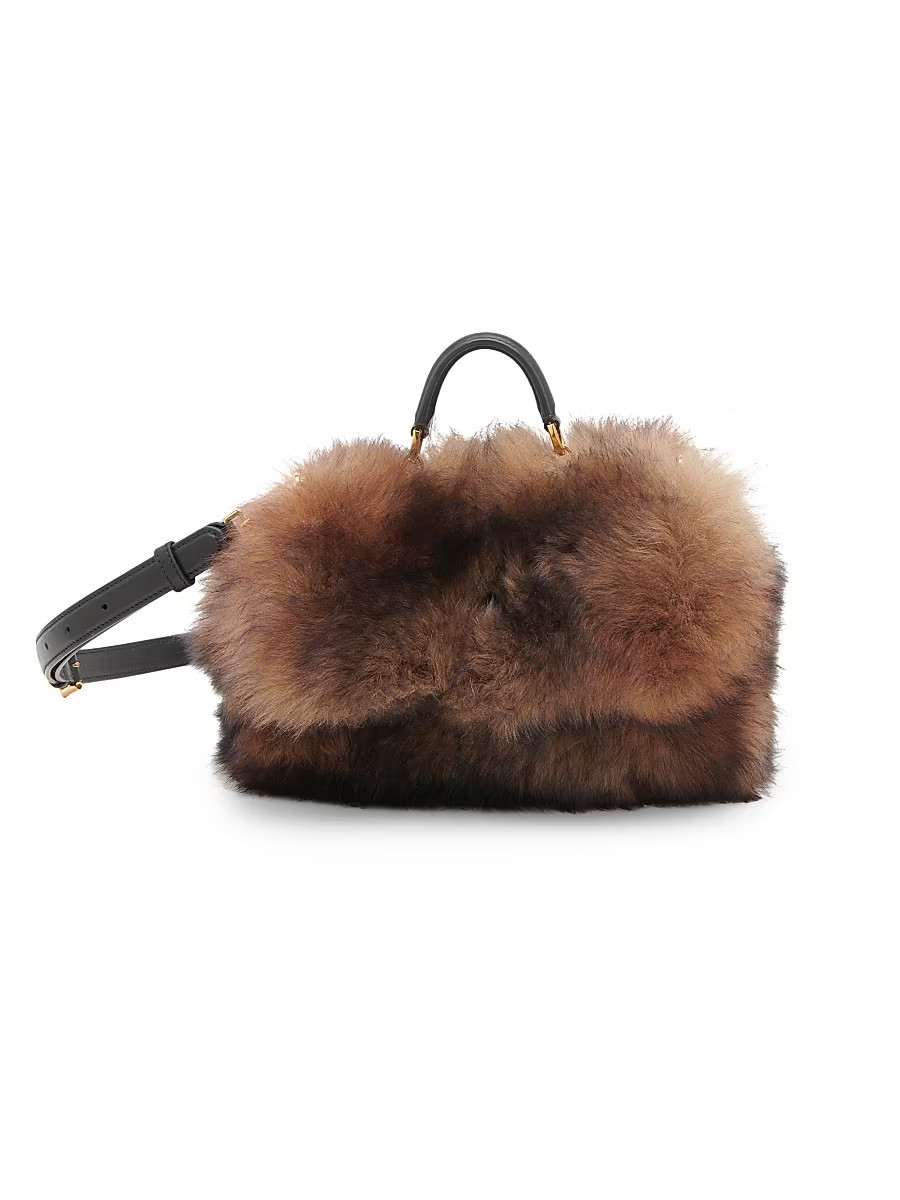Women's My Sicily Shearling Top Handle Bag - Marrone Nero | Saks Fifth Avenue