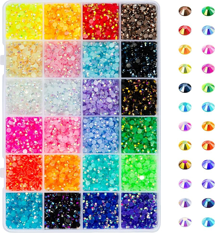 Liiouer 24 Colors Jelly Rhinestones Flatback Bulk, 4mm Colored Rhinestones for Crafts, Colorful R... | Amazon (US)