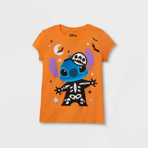 Girls' Disney Stitch Short Sleeve Graphic T-Shirt - Orange | Target