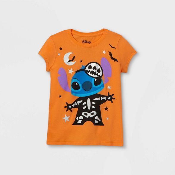 Girls' Disney Stitch Short Sleeve Graphic T-Shirt - Orange | Target