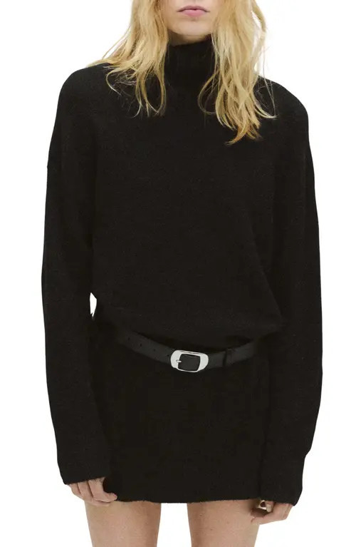 MANGO Turtleneck Long Sleeve Dress in Black at Nordstrom, Size 6 | Nordstrom