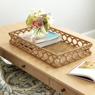 Honeycomb Woven Tray with Natural Bankuan & Wood Composite Bottom | Ballard Designs, Inc.