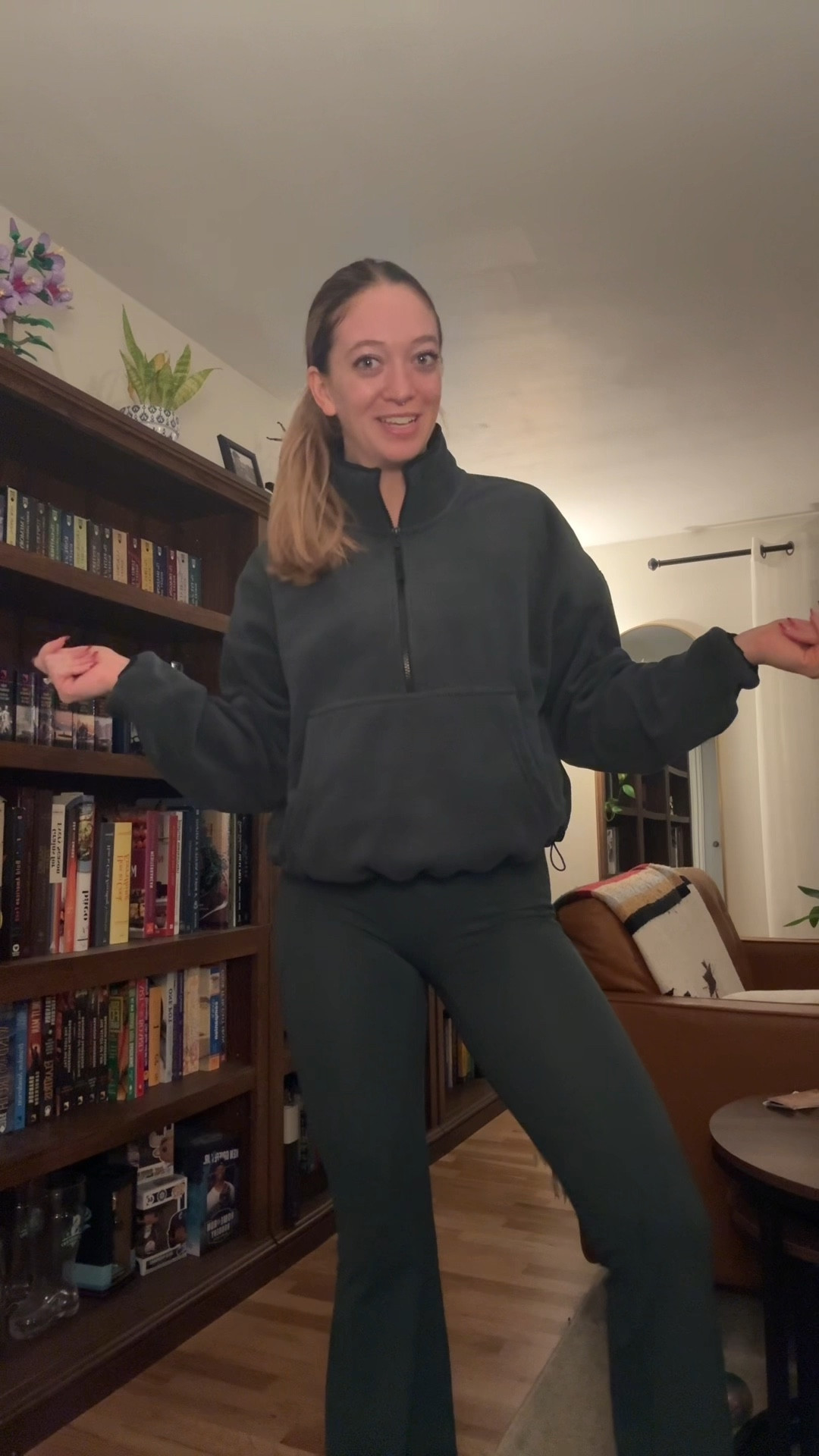 staying cute and cozy in this matching green set from fabletics! Love the combo of this fleece quarter zip, flare leggings (with pockets!) and matching strappy but supportive sports bra. 

#LTKGiftGuide #LTKSeasonal #LTKActive