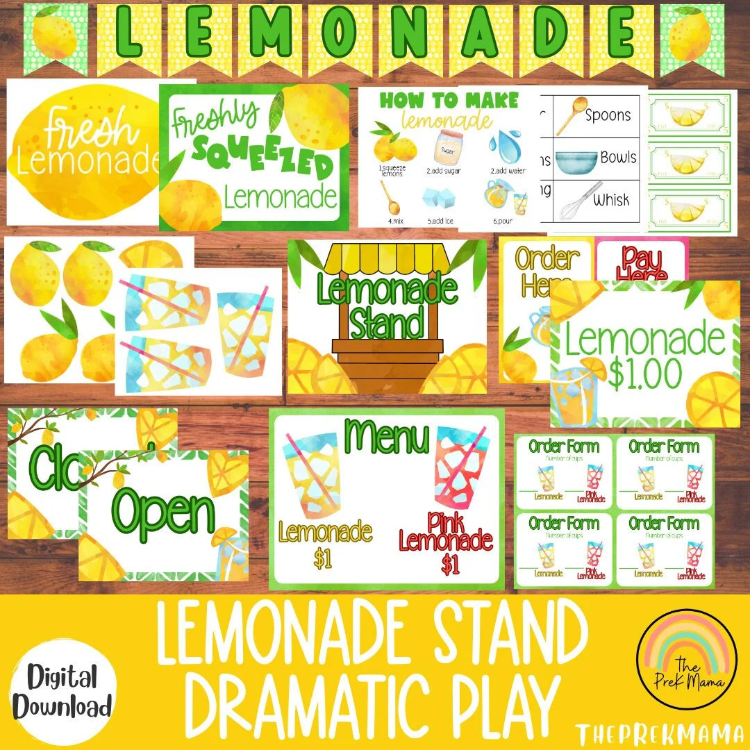 Lemonade Stand Dramatic Play, Pretend Play, Classroom Dramatic Play, Home Dramatic Play, Playroom... | Etsy (US)
