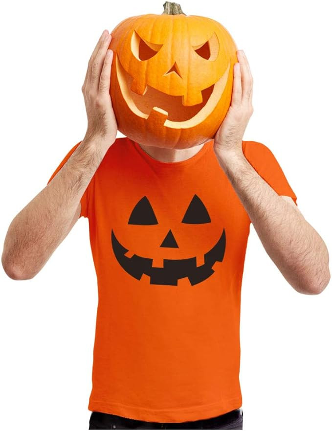Halloween Pumpkin Shirt Jack O Lantern Face Fun Easy Costume Men Shirt | Amazon (US)