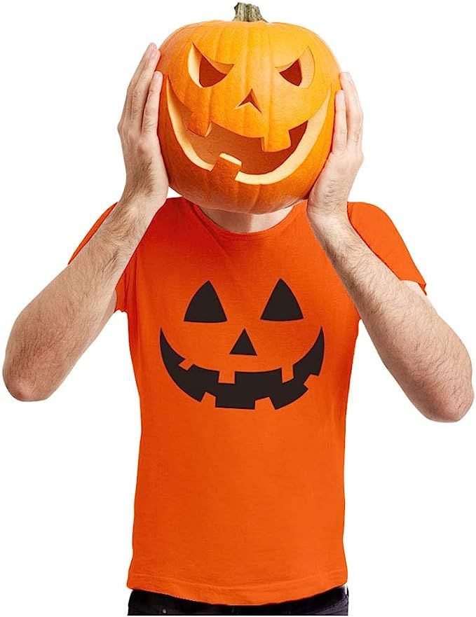 Halloween Pumpkin Shirt Jack O Lantern Face Fun Easy Costume Men Shirt | Amazon (US)