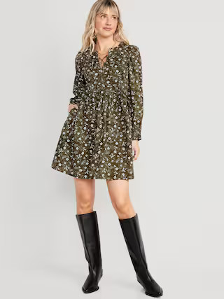 Long-Sleeve Mini Swing Dress for Women | Old Navy (US)