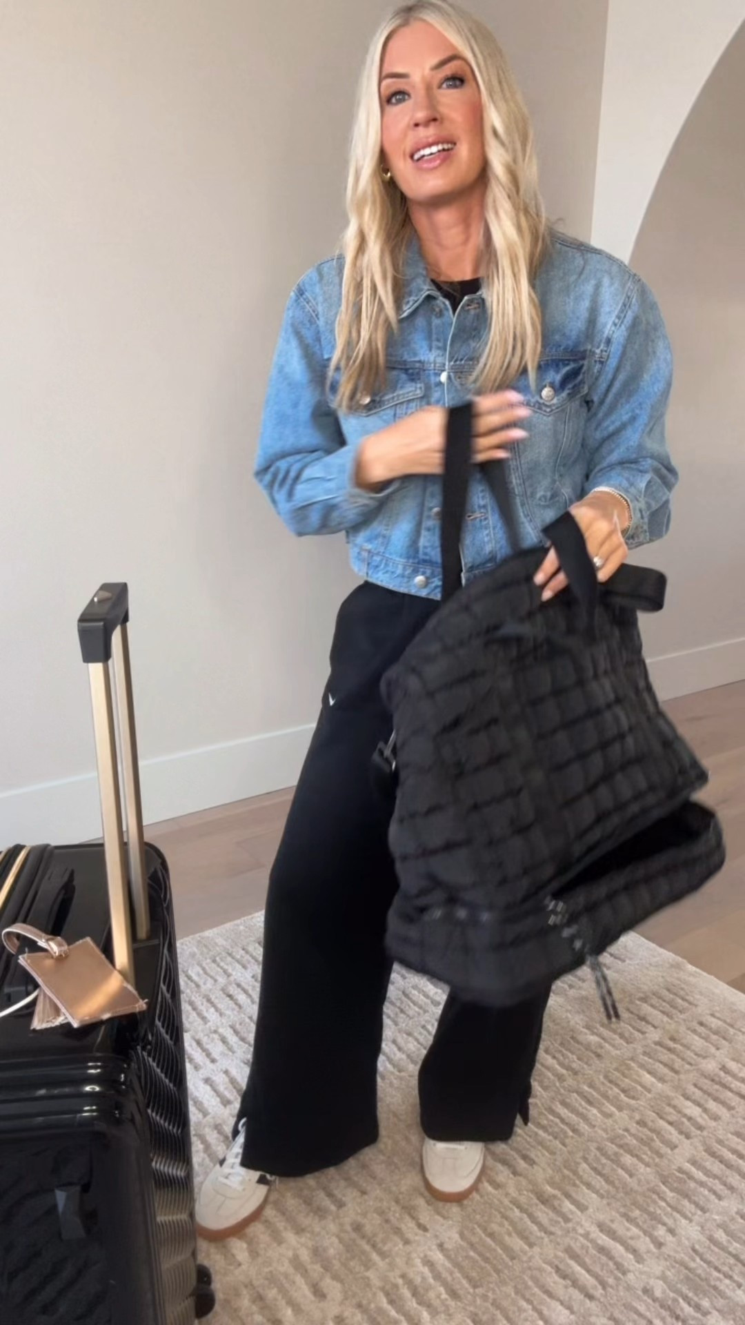 Weekend bag that holds so much!! Carry on bag for travel 
Hotel stay bag 
Cropped denim jacket 
Nike wide leg sweats 
Travel day 
Gift idea 

#LTKootd #LTKGiftGuide #LTKTravel
