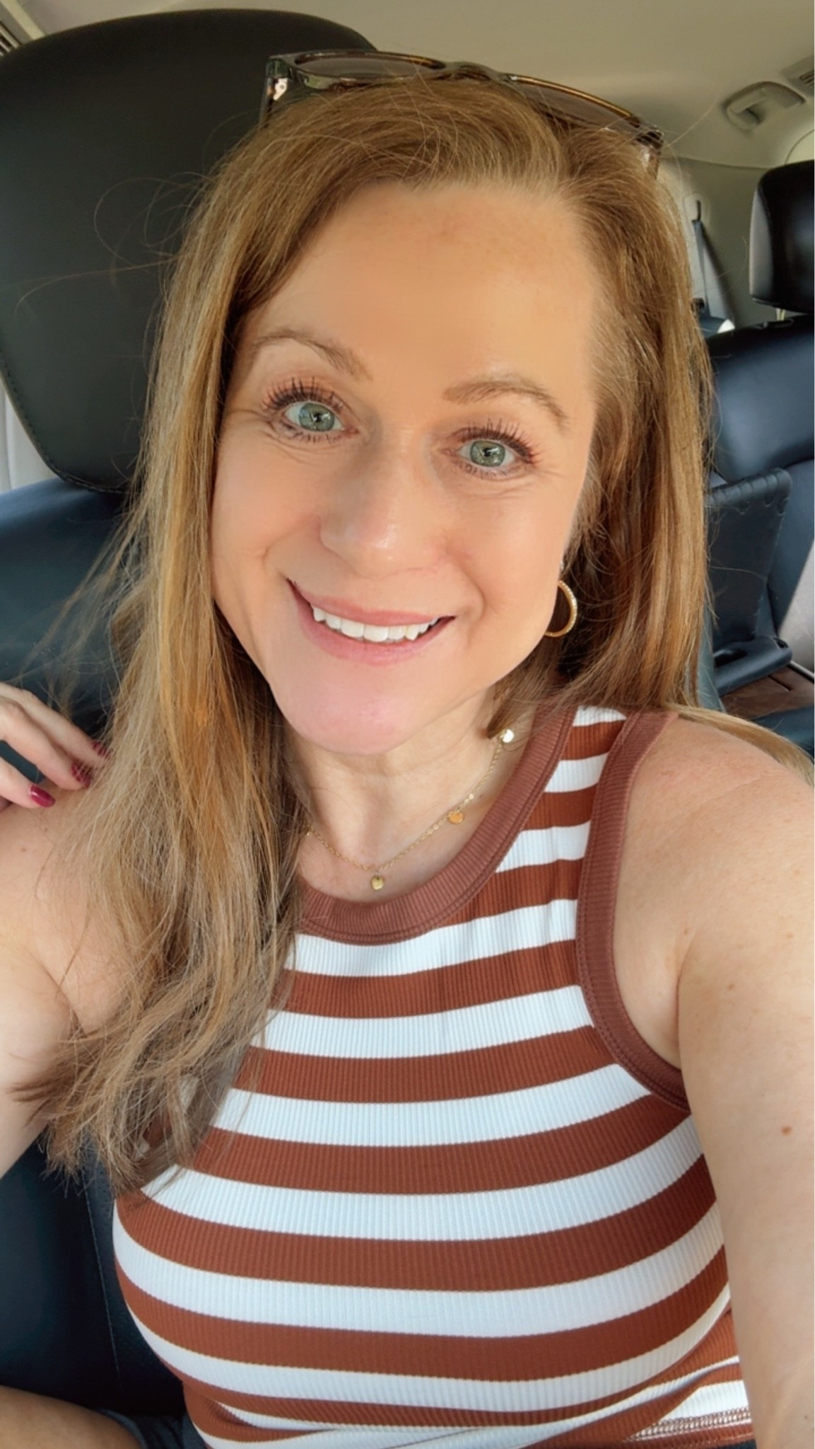 We have feels like temps of 105° today- so cardigans aren’t coming out yet- this tank is perfect to wear alone now, then layer with a denim jacket, cardigan or blazer when it does cool down 

I wear a small
Also comes in solids

#LTKSeasonal #LTKPetite #LTKOver40