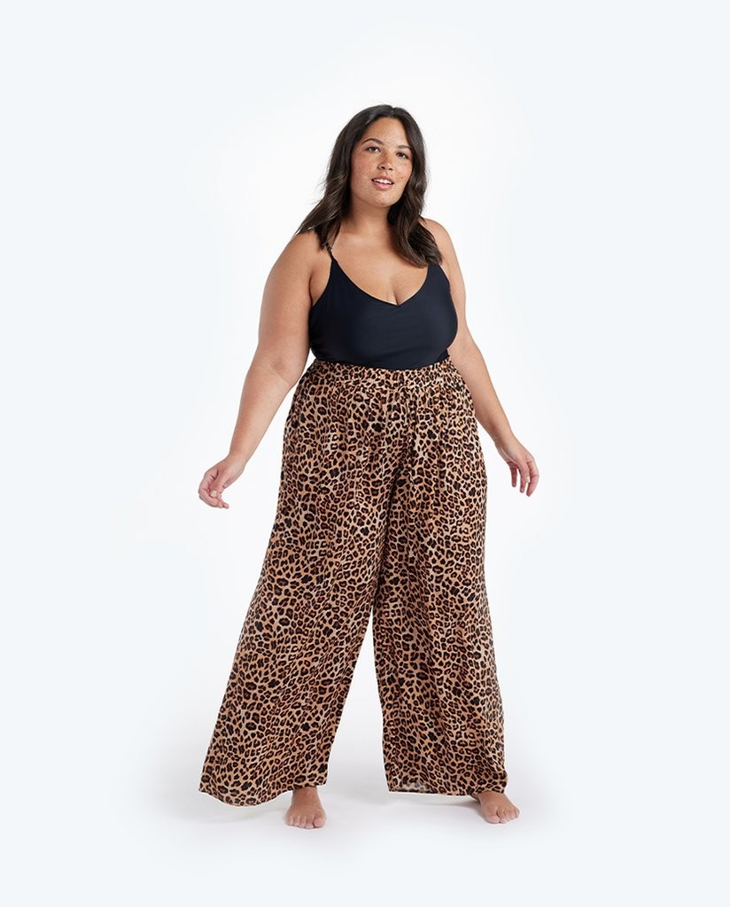 The Palazzo Pant With Ties - Leopard | SummerSalt