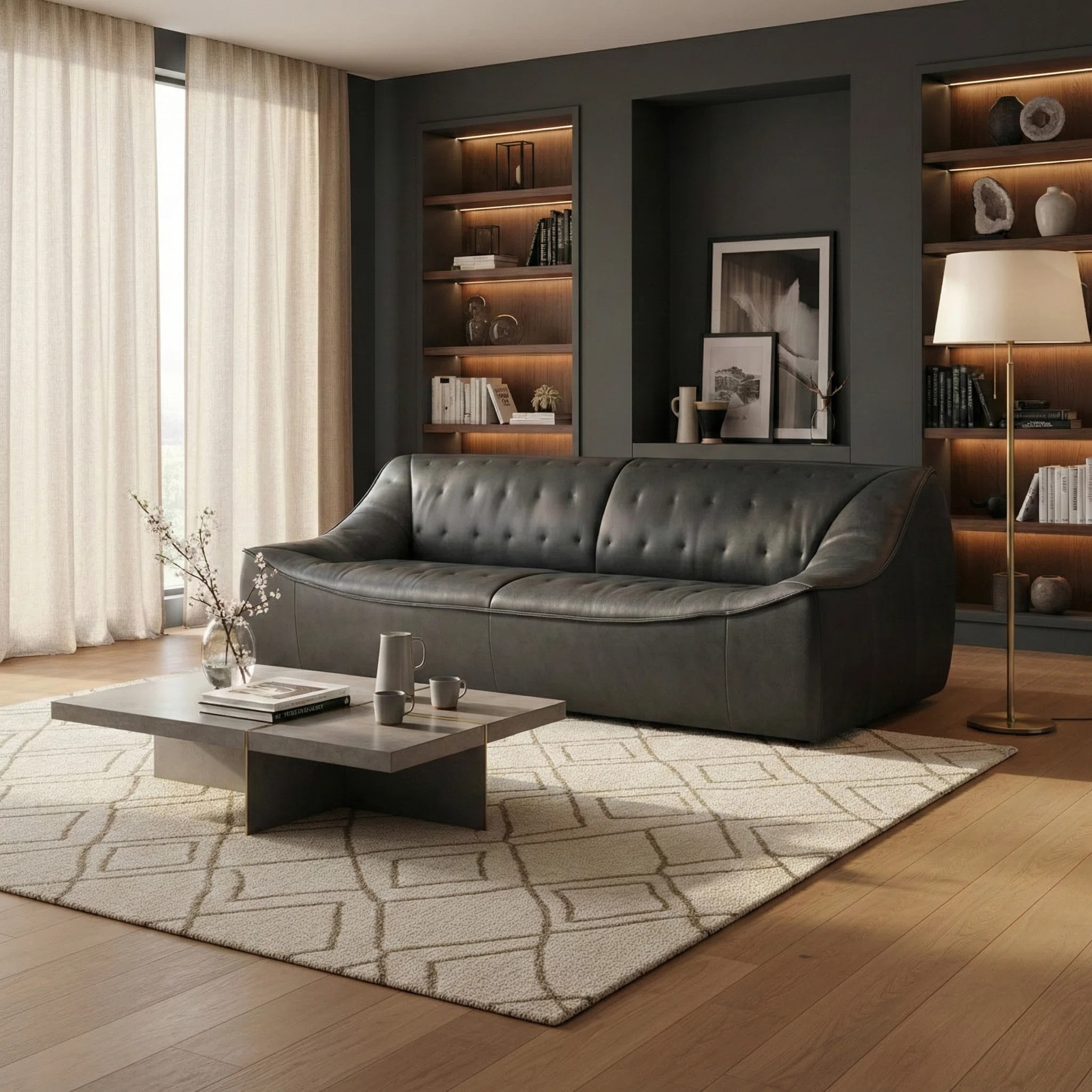 Agitha Leather Sofa | Wayfair North America