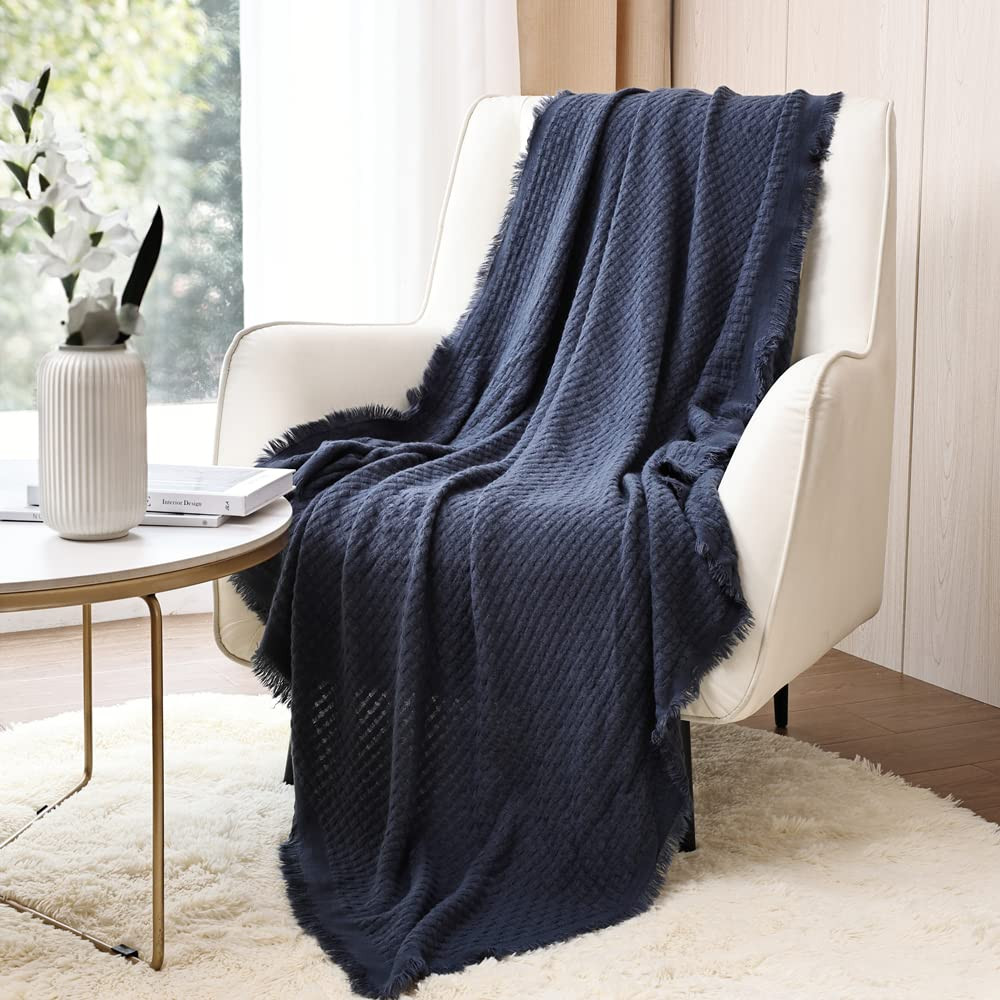 CREVENT Farmhouse Waffle Knit Throw Blanket for Couch Sofa Chair Bed Home Decoration, Soft Warm C... | Amazon (US)