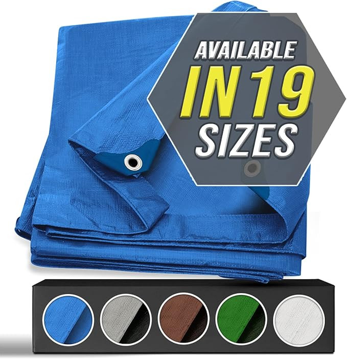 Tarp Cover Blue Waterproof Great for Tarpaulin Canopy Tent, Boat, RV Or Pool Cover!!! (Standard P... | Amazon (US)