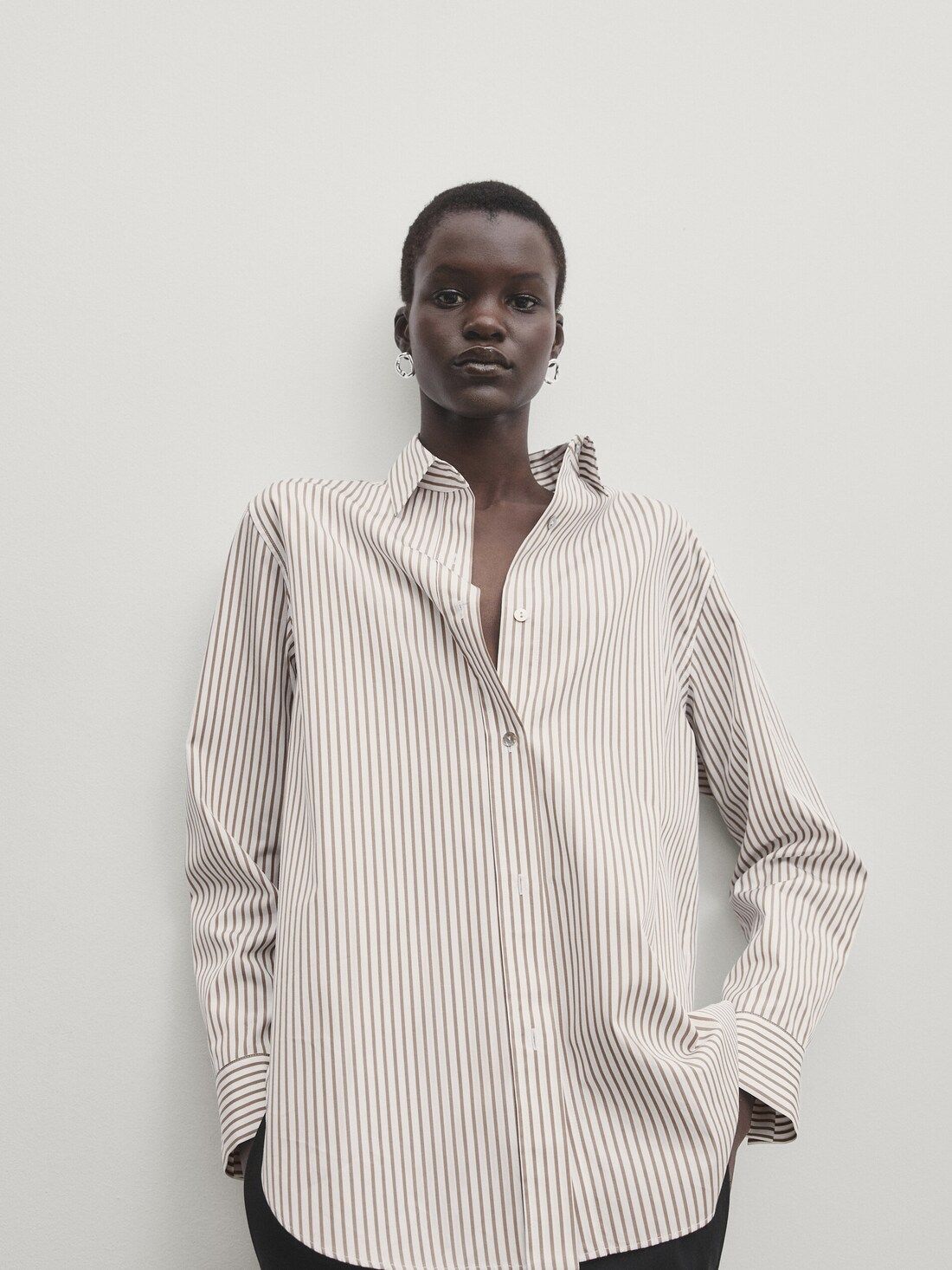 Striped poplin shirt | Massimo Dutti UK
