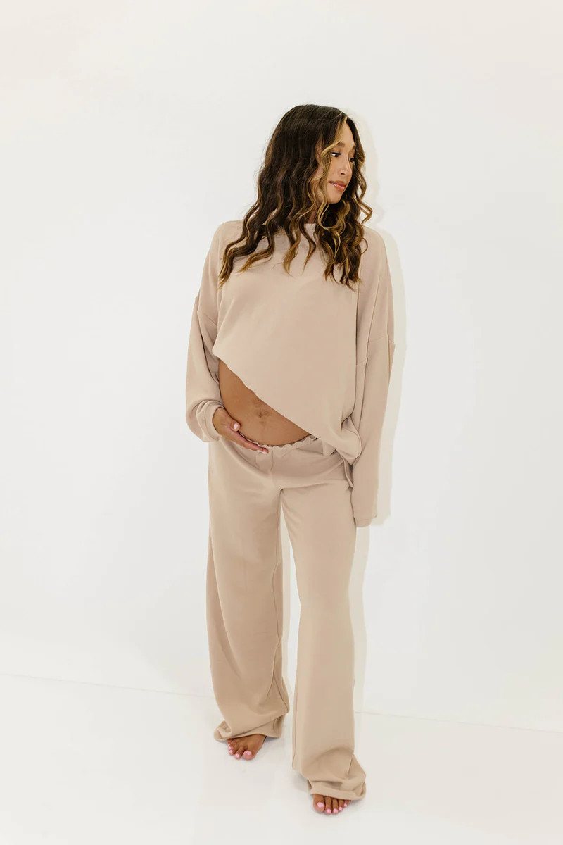Campbell Fleece Lounge Pants in Dusty Blush | Worth Collective