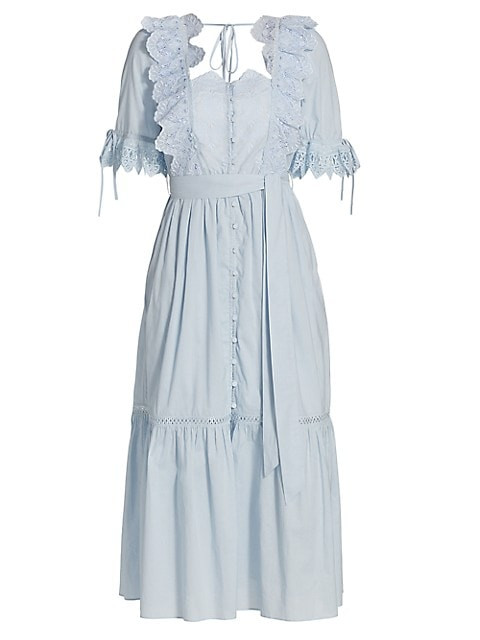 Floral Scallop Midi Dress | Saks Fifth Avenue