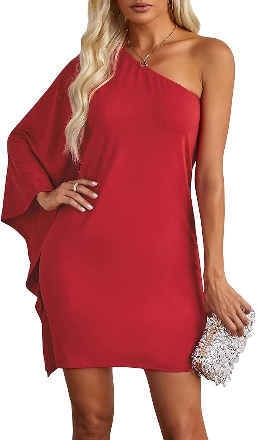 GOSOPIN Womens Bodycon Dress Ruffled Sleeve Off Shoulder Mini Dress | Amazon (US)