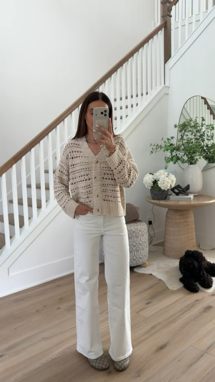 Target outfit idea with summer crochet cardigan and white jeans.

#LTKootd #LTKOver40