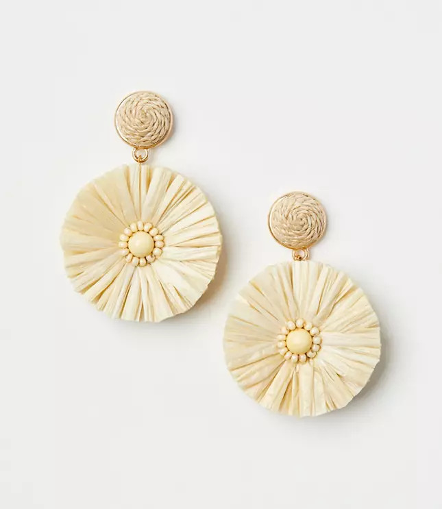 Raffia Circle Statement Earrings | LOFT