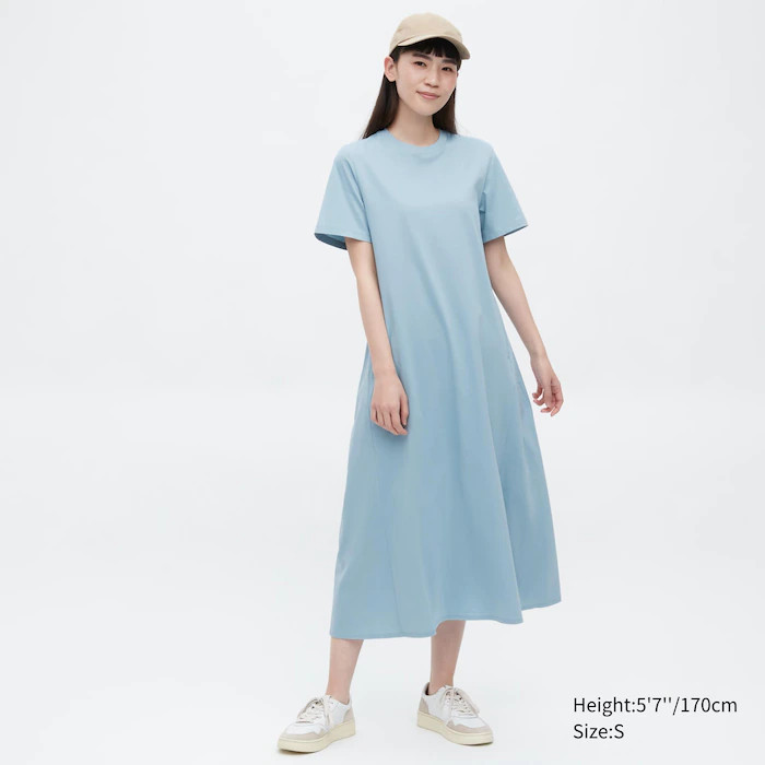 Mercerized Cotton Short-Sleeve A-Line Dress | UNIQLO (US)