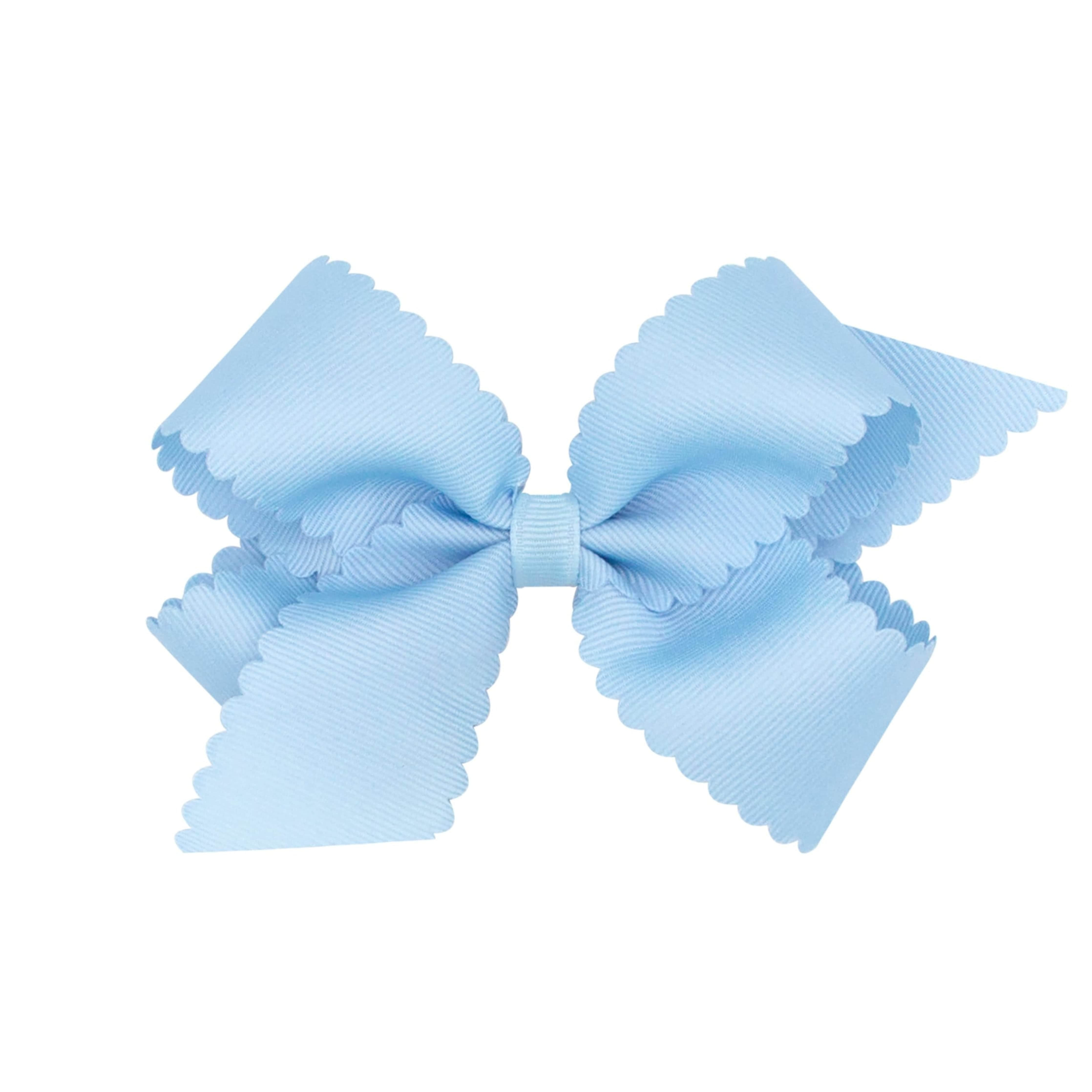 Girls Scallop Hair Bow in Millennium Blue | Little English