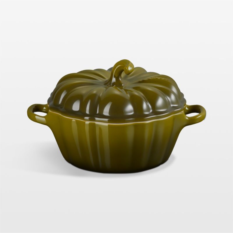 Le Creuset 12-Oz. Olive Pumpkin Cocotte | Crate & Barrel | Crate & Barrel