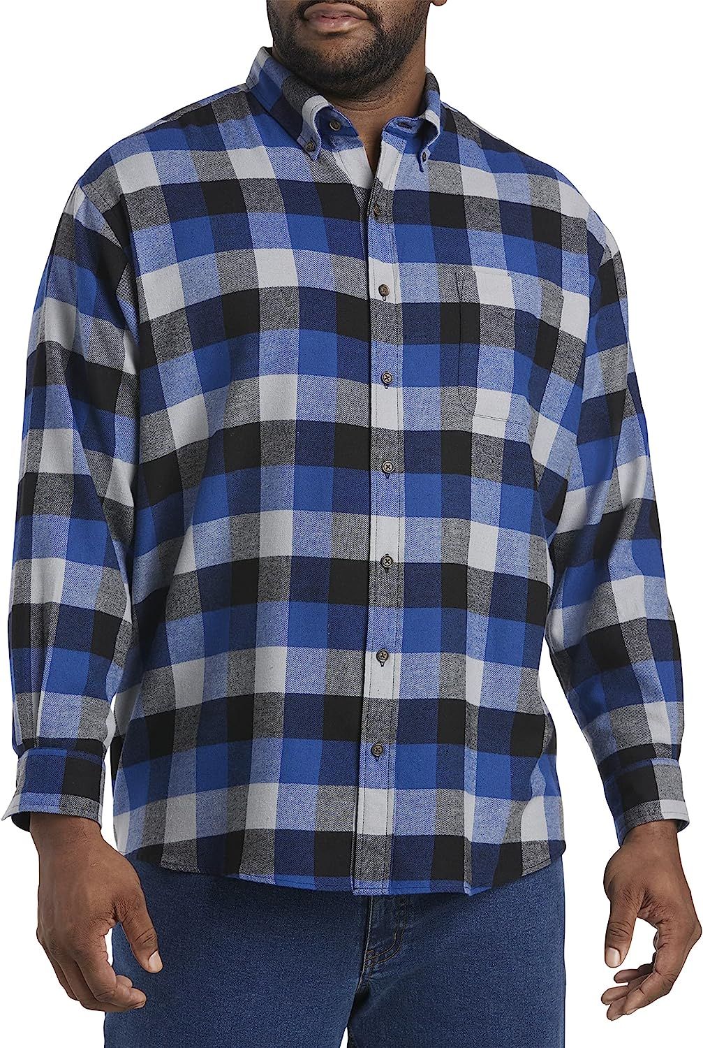 DXL Big and Tall Essentials Plaid Flannel Sport Shirt | Amazon (US)