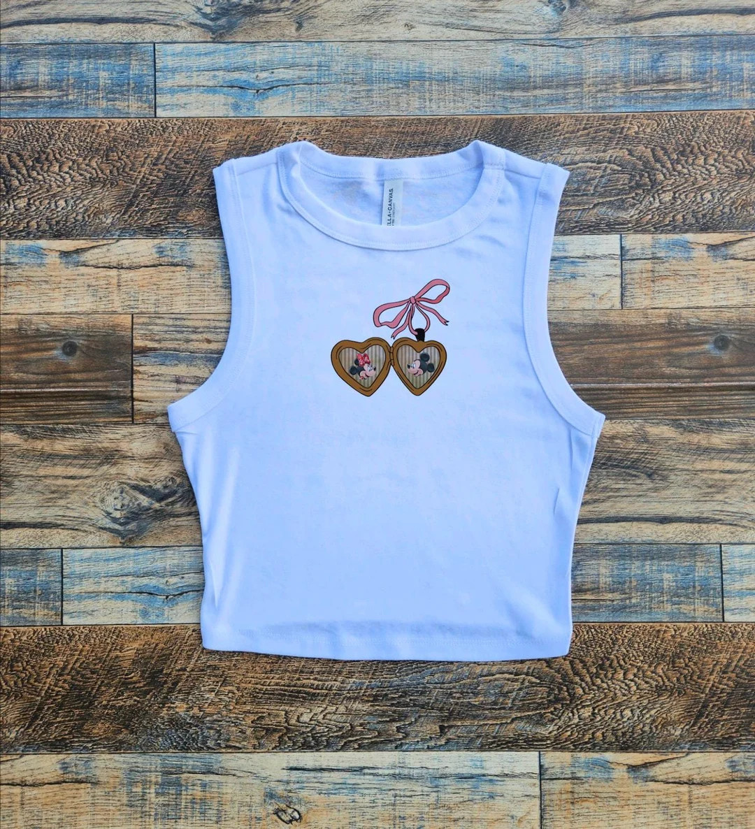 Mickey Locket Baby Tee, Cute Locket Bow Crop, Minnie Mickey Lover y2k tee, Cute Disneyworld youth... | Etsy (US)