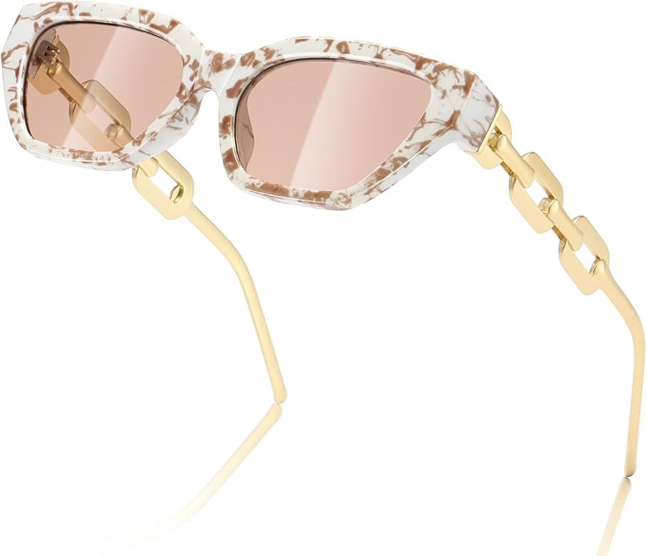MASDUN Square Sunglasses for Women Men trendy Trendy Sunnies Black White Drive Fashion UV Protect... | Amazon (US)