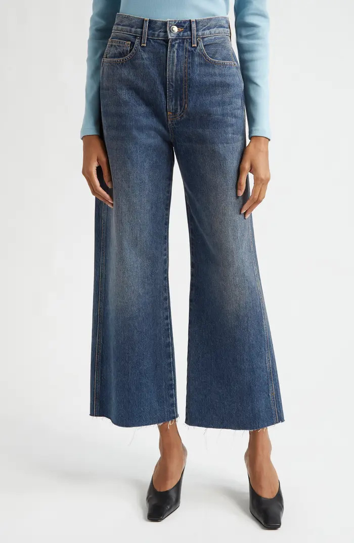 Veronica Beard Taylor Raw Hem High Waist Ankle Wide Leg Jeans | Nordstrom | Nordstrom