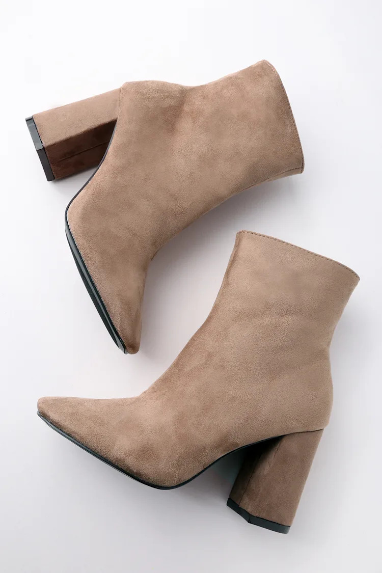 My Generation Taupe Suede High Heel Mid-Calf Boots | Lulus