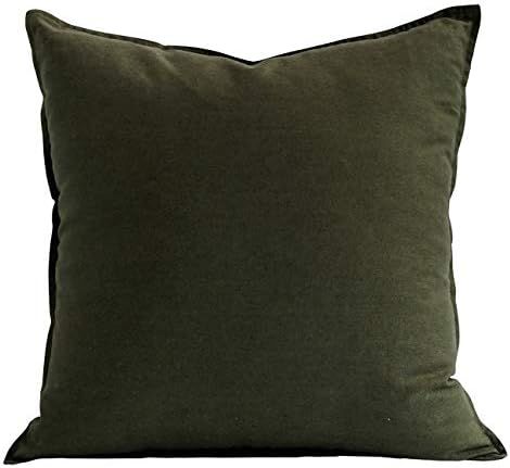Jeanerlor 24" x 24" Natural Cotton Linen Soft Soild Decorative Square Throw Pillow Covers Green Set  | Amazon (US)