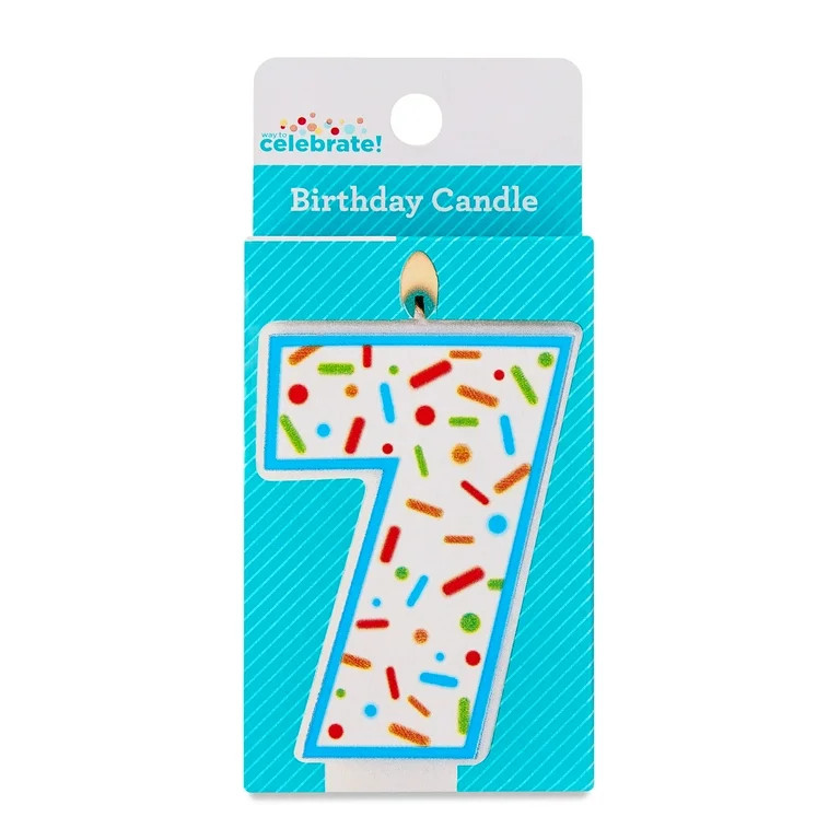 Multicolor Confetti Number 7 Birthday Candle, by Way To Celebrate | Walmart (US)